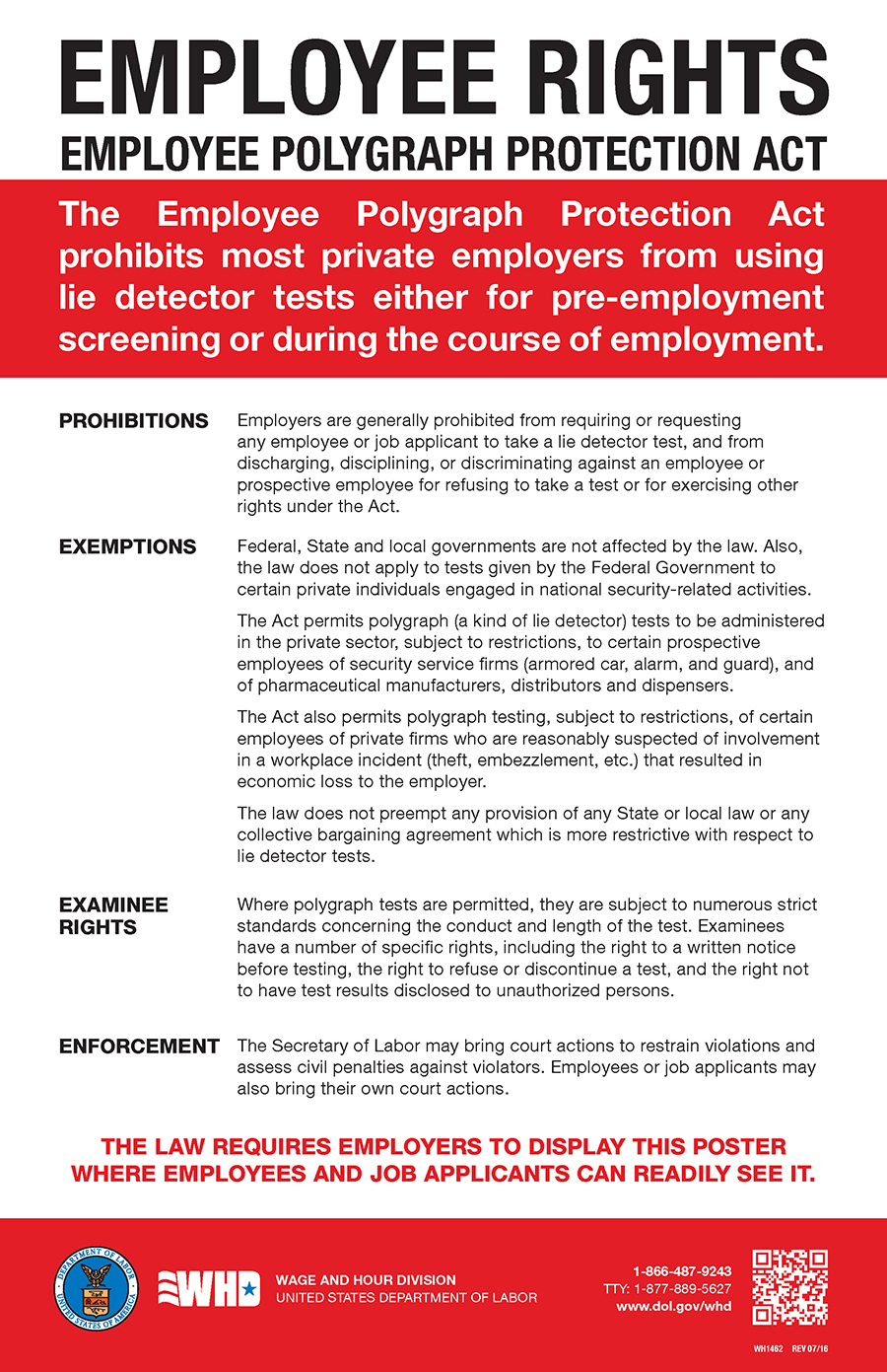 Employee Rights Polygraph Protection Act poster 